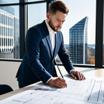 **

"A professional architect, fully clothed in a stylish but modest outfit (e.g., dress pants and a blouse or a well-fitting suit), reviewing blueprints in a brightly lit, modern office space with large windows overlooking a bustling city. The atmosphere is collaborative and focused. Include architectural models and design sketches in the background. Perfect anatomy, correct proportions, well-formed hands, natural pose, safe for work, appropriate content, fully clothed, professional, high quality."

**